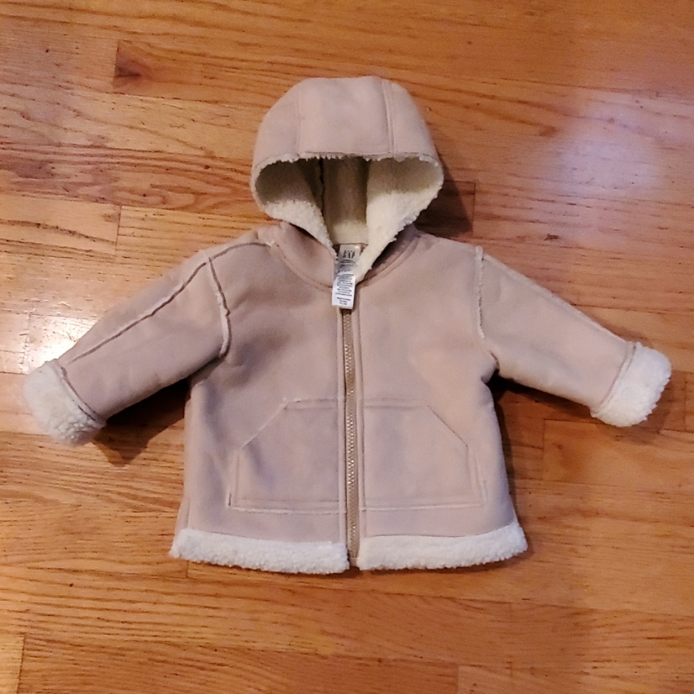 Gap Infant girls sherpa lined faux suede jacket